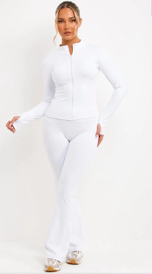 White Push Up Flare Trousers